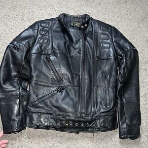 VTG 80's Hein Gericke x Harley Davidson Leather Motorcycle Jacket Double Zipper